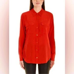 📦MOVING SALE! Ends 3/29! Equipment Slim Signature Silk Shirt Red Small